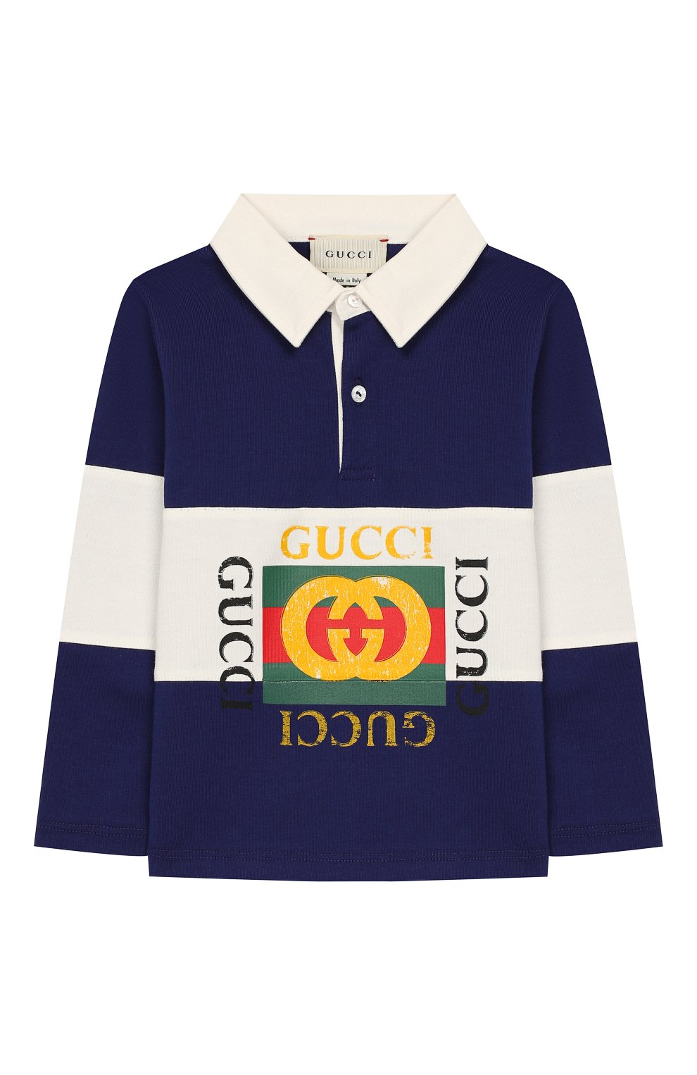 Детский хлопковое поло GUCCI синего цвета, арт. 573936/XJAAM | Фото 1