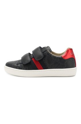 Детские кожаные кеды GUCCI темно-синего цвета по цене 20200 руб., арт. 455448/DF720 | Фото 2 Детские кожаные кеды GUCCI темно-синего цвета, арт. 455448/DF720 | Фото 2