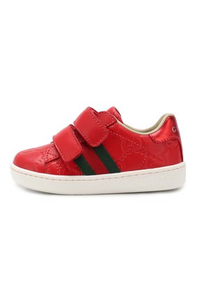 Детские кожаные кеды GUCCI красного цвета по цене 30950 руб., арт. 455447/DF720 | Фото 2 Детские кожаные кеды GUCCI красного цвета, арт. 455447/DF720 | Фото 2 (Статус проверки: Проверено, Проверена категория; Материал внутренний: Натуральная кожа; Кросс-КТ: велькро; Материал внешний: Кожа; Мальчики Кросс-КТ: Обувь-низкие)