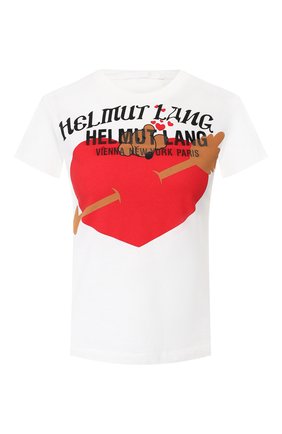Женская хлопковая футболка HELMUT LANG белого цвета по цене 14050 руб., арт. J06DW503 | Фото 1 Женская хлопковая футболка HELMUT LANG белого цвета, арт. J06DW503 | Фото 1