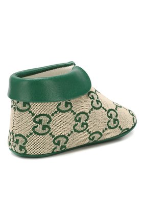 Детского текстильные пинетки GUCCI зеленого цвета по цене 20700 руб., арт. 579897/9SF80 | Фото 3 Детского текстильные пинетки GUCCI зеленого цвета, арт. 579897/9SF80 | Фото 3