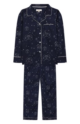 Детская хлопковая пижама LITTLE YOLKE синего цвета по цене 5570 руб., арт. AW19-12C-TL-EC/1-8Y | Фото 1 Детская хлопковая пижама LITTLE YOLKE синего цвета, арт. AW19-12C-TL-EC/1-8Y | Фото 1