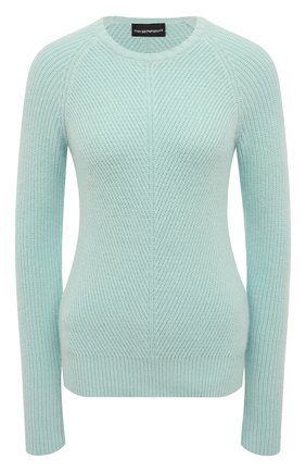 Женская пуловер EMPORIO ARMANI голубого цвета по цене 27450 руб., арт. 6G2MTR/2M43Z | Фото 1 Женская пуловер EMPORIO ARMANI голубого цвета, арт. 6G2MTR/2M43Z | Фото 1