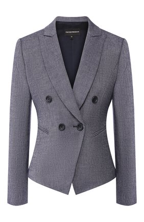 Женский двубортный жакет EMPORIO ARMANI синего цвета по цене 32950 руб., арт. 6G2G64/2N4FZ | Фото 1 Женский двубортный жакет EMPORIO ARMANI синего цвета, арт. 6G2G64/2N4FZ | Фото 1