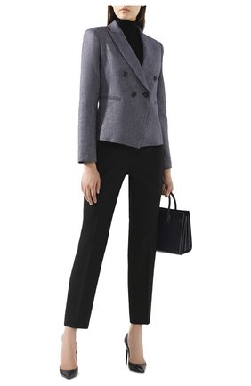 Женский двубортный жакет EMPORIO ARMANI синего цвета по цене 32950 руб., арт. 6G2G64/2N4FZ | Фото 2 Женский двубортный жакет EMPORIO ARMANI синего цвета, арт. 6G2G64/2N4FZ | Фото 2