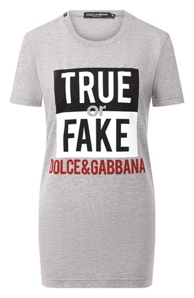 Женская хлопковая футболка DOLCE & GABBANA светло-серого цвета по цене 29600 руб., арт. F8K74T/G7STQ | Фото 1 Женская хлопковая футболка DOLCE & GABBANA светло-серого цвета, арт. F8K74T/G7STQ | Фото 1