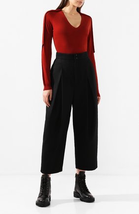 Женская шерстяной пуловер RICK OWENS бордового цвета по цене 45600 руб., арт. R019F5693/M | Фото 2 Женская шерстяной пуловер RICK OWENS бордового цвета, арт. R019F5693/M | Фото 2