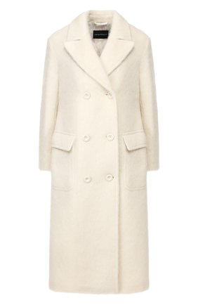 Женское двубортное пальто EMPORIO ARMANI белого цвета по цене 84100 руб., арт. 4NL51T/42603 | Фото 1 Женское двубортное пальто EMPORIO ARMANI белого цвета, арт. 4NL51T/42603 | Фото 1