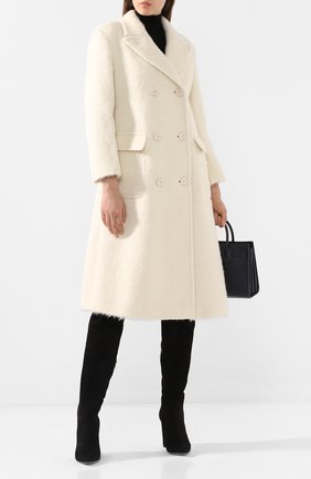 Женское двубортное пальто EMPORIO ARMANI белого цвета по цене 84100 руб., арт. 4NL51T/42603 | Фото 2 Женское двубортное пальто EMPORIO ARMANI белого цвета, арт. 4NL51T/42603 | Фото 2