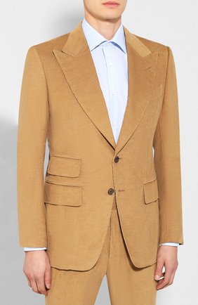 Мужской костюм из смеси хлопка и льна TOM FORD бежевого цвета по цене 320500 руб., арт. 671R87/21ML4A | Фото 2 Мужской костюм из смеси хлопка и льна TOM FORD бежевого цвета, арт. 671R87/21ML4A | Фото 2
