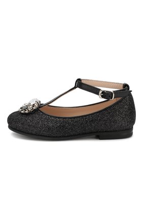 Детские туфли с ремешком IL GUFO черного цвета по цене 15200 руб., арт. G332/TESSUT0 GLITTER/23-26 | Фото 2 Детские туфли с ремешком IL GUFO черного цвета, арт. G332/TESSUT0 GLITTER/23-26 | Фото 2