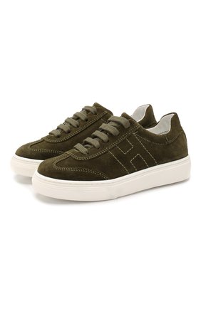 Детские кожаные кеды HOGAN хаки цвета по цене 9950 руб., арт. HXC3400BL80MU1 | Фото 1 Детские кожаные кеды HOGAN хаки цвета, арт. HXC3400BL80MU1 | Фото 1