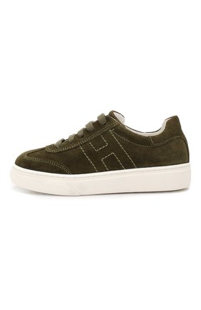 Детские кожаные кеды HOGAN хаки цвета по цене 9950 руб., арт. HXC3400BL80MU1 | Фото 2 Детские кожаные кеды HOGAN хаки цвета, арт. HXC3400BL80MU1 | Фото 2