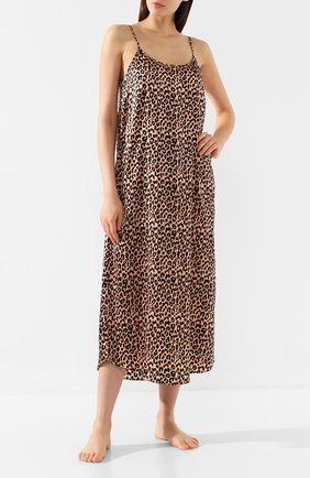 Женская шелковая сорочка YOLKE коричневого цвета по цене 13950 руб., арт. AW19-18S-LE-CA | Фото 2 Женская шелковая сорочка YOLKE коричневого цвета, арт. AW19-18S-LE-CA | Фото 2