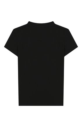 Детская хлопковая футболка VERSACE черного цвета по цене 13300 руб., арт. YC000140/YA00019/6A | Фото 2 Детская хлопковая футболка VERSACE черного цвета, арт. YC000140/YA00019/6A | Фото 2 (Материал внешний: Хлопок; Рукава: Короткие; Статус проверки: Проверена категория, Проверено; Принт: С принтом; Девочки Кросс-КТ: футболка-одежда; Ростовка одежда: 6 лет | 116 см)