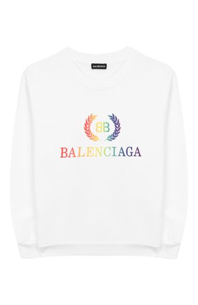 Детский хлопковый свитшот BALENCIAGA белого цвета по цене 14800 руб., арт. 558145/TEV93 | Фото 1 Детский хлопковый свитшот BALENCIAGA белого цвета, арт. 558145/TEV93 | Фото 1