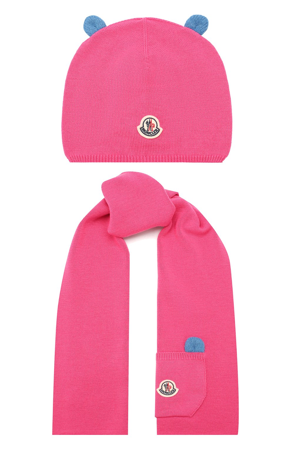 Детский комплект из шапки и шарфа MONCLER ENFANT фуксия цвета, арт. E2-951-99805-06-A9293 | Фото 1