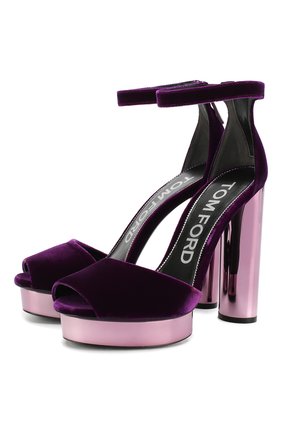 Женские текстильные босоножки TOM FORD фиолетового цвета по цене 96200 руб., арт. W2463M-TVE001 | Фото 1 Женские текстильные босоножки TOM FORD фиолетового цвета, арт. W2463M-TVE001 | Фото 1