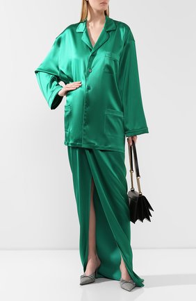 Женская рубашка BALENCIAGA зеленого цвета по цене 89950 руб., арт. 583533/TA021 | Фото 2 Женская рубашка BALENCIAGA зеленого цвета, арт. 583533/TA021 | Фото 2