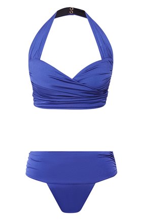 Женский раздельный купальник BALMAIN синего цвета, арт. BPBP10060 | Фото 1 (Материал внешний: Синтетический материал; Женское Кросс-КТ: Раздельные купальники; Статус проверки: Проверена категория)