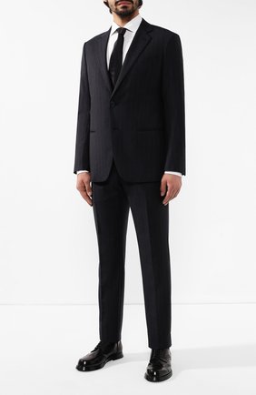 Мужской шерстяной костюм GIORGIO ARMANI темно-серого цвета по цене 266500 руб., арт. 8WGAV007/T0190 | Фото 1 Мужской шерстяной костюм GIORGIO ARMANI темно-серого цвета, арт. 8WGAV007/T0190 | Фото 1 (Рукава: Длинные; Материал подклада: Вискоза; Статус проверки: Проверена категория; Материал внешний: Шерсть; Костюмы М: Однобортный; Стили: Классический)