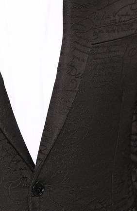 Мужской пиджак из смеси шерсти и шелка BERLUTI черного цвета, арт. R16GCL55-001 | Фото 5 (Материал внешний: Шерсть, Шелк; Рукава: Длинные; Случай: Вечерний; Длина (для топов): Стандартные; Стили: Классический; Материал подклада: Синтетический материал; 1-2-бортные: Однобортные; Статус проверки: Проверено, Проверена категория; Пиджаки М: Приталенный)