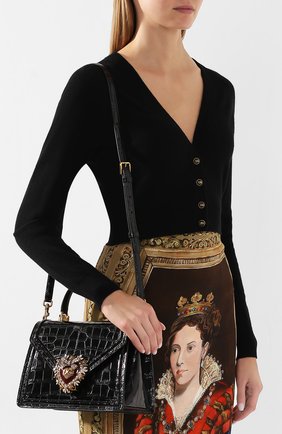 Женская сумка devotion small из кожи аллигатора DOLCE & GABBANA черного цвета по цене 0 руб., арт. BB6727/A2R08/AMIS | Фото 5 Женская сумка devotion small из кожи аллигатора DOLCE & GABBANA черного цвета, арт. BB6727/A2R08/AMIS | Фото 5 (Сумки-технические: Сумки через плечо, Сумки top-handle; Материал: Экзотическая кожа, Натуральная кожа; Ремень/цепочка: На ремешке; Статус проверки: Проверено, Проверена категория; Размер: small)