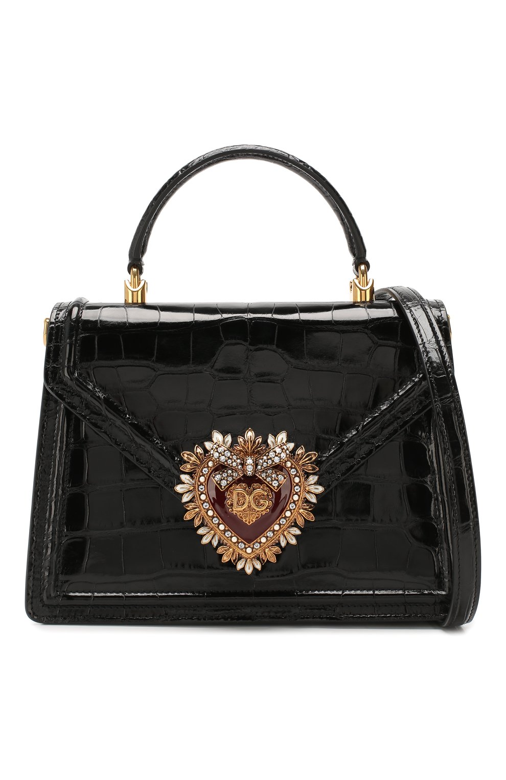 Женская сумка devotion small из кожи аллигатора DOLCE & GABBANA черного цвета по цене 0 руб., арт. BB6727/A2R08/AMIS | Фото 6 Женская сумка devotion small из кожи аллигатора DOLCE & GABBANA черного цвета, арт. BB6727/A2R08/AMIS | Фото 6 (Сумки-технические: Сумки через плечо, Сумки top-handle; Материал: Экзотическая кожа, Натуральная кожа; Ремень/цепочка: На ремешке; Статус проверки: Проверено, Проверена категория; Размер: small)