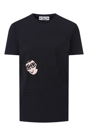 Женская хлопковая футболка TOD'S X ALBER ELBAZ синего цвета по цене 19950 руб., арт. X5MB2395700RVR | Фото 1 Женская хлопковая футболка TOD'S X ALBER ELBAZ синего цвета, арт. X5MB2395700RVR | Фото 1
