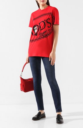 Женская хлопковая футболка TOD'S X ALBER ELBAZ красного цвета по цене 19950 руб., арт. X5MB2395700RVR | Фото 2 Женская хлопковая футболка TOD'S X ALBER ELBAZ красного цвета, арт. X5MB2395700RVR | Фото 2