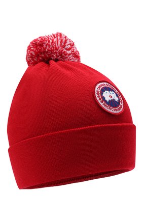 Детского шерстяная шапка CANADA GOOSE красного цвета, арт. 6948K | Фото 1 (Статус проверки: Проверена категория, Проверено; Материал: Шерсть, Текстиль)