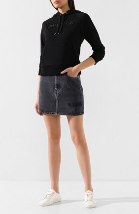 Женская хлопковое худи HELMUT LANG черного цвета по цене 25100 руб., арт. J07DW503 | Фото 2 Женская хлопковое худи HELMUT LANG черного цвета, арт. J07DW503 | Фото 2