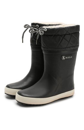 Детские резиновые сапоги с шерстяной отделкой AIGLE черного цвета по цене 3665 руб., арт. 245393/GIB0ULEE | Фото 1 Детские резиновые сапоги с шерстяной отделкой AIGLE черного цвета, арт. 245393/GIB0ULEE | Фото 1