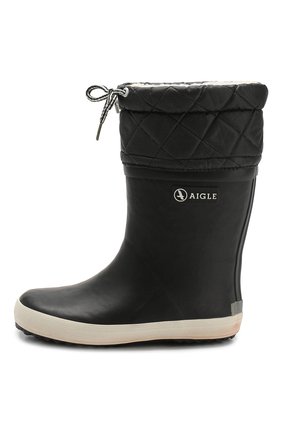 Детские резиновые сапоги с шерстяной отделкой AIGLE черного цвета по цене 3665 руб., арт. 245393/GIB0ULEE | Фото 2 Детские резиновые сапоги с шерстяной отделкой AIGLE черного цвета, арт. 245393/GIB0ULEE | Фото 2