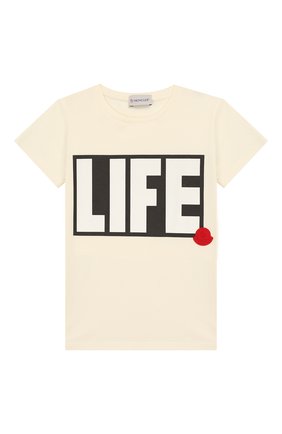 Детская хлопковая футболка MONCLER ENFANT белого цвета по цене 12150 руб., арт. E2-954-80758-50-87275/8-10A | Фото 1 Детская хлопковая футболка MONCLER ENFANT белого цвета, арт. E2-954-80758-50-87275/8-10A | Фото 1 (Материал внешний: Хлопок; Статус проверки: Проверена категория, Проверено; Рукава: Короткие; Принт: С принтом; Девочки Кросс-КТ: футболка-одежда; Ростовка одежда: 10 - 11 лет | 140 - 146см, 8 лет | 128 см)