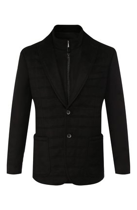 Мужская шелковая куртка ZILLI черного цвета, арт. MNS-GCZ1-2-B6462/0001 | Фото 1 (Рукава: Длинные; Материал внешний: Шелк; Длина (верхняя одежда): Короткие; Материал подклада: Шелк; Кросс-КТ: Куртка, Ветровка; Статус проверки: Проверена категория)