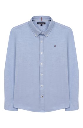 Детская хлопковая рубашка TOMMY HILFIGER голубого цвета по цене 5990 руб., арт. KB0KB03968 | Фото 1 Детская хлопковая рубашка TOMMY HILFIGER голубого цвета, арт. KB0KB03968 | Фото 1