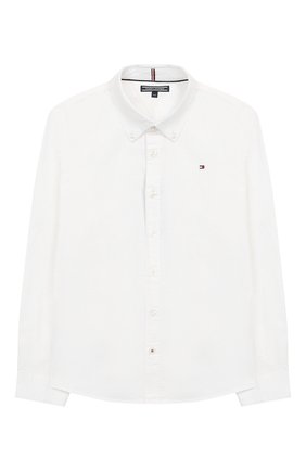 Детская хлопковая рубашка TOMMY HILFIGER белого цвета по цене 5990 руб., арт. KB0KB03968 | Фото 1 Детская хлопковая рубашка TOMMY HILFIGER белого цвета, арт. KB0KB03968 | Фото 1