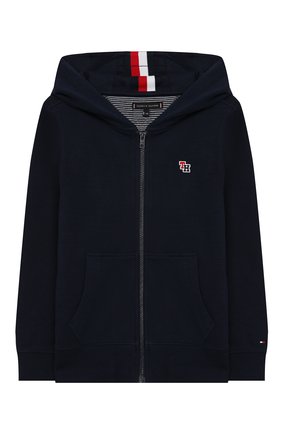 Детский хлопковая толстовка с капюшоном TOMMY HILFIGER темно-синего цвета по цене 7990 руб., арт. KB0KB04950 | Фото 1 Детский хлопковая толстовка с капюшоном TOMMY HILFIGER темно-синего цвета, арт. KB0KB04950 | Фото 1