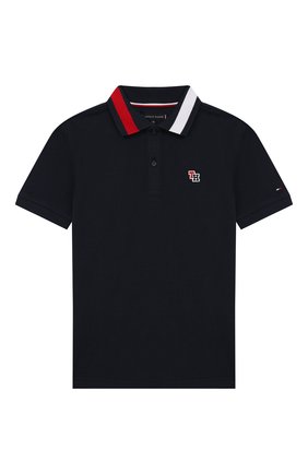 Детское хлопковое поло TOMMY HILFIGER темно-синего цвета по цене 5990 руб., арт. KB0KB04987 | Фото 1 Детское хлопковое поло TOMMY HILFIGER темно-синего цвета, арт. KB0KB04987 | Фото 1