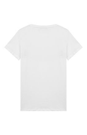 Детская хлопковая футболка BALMAIN белого цвета, арт. 6L8501/LC750/4-10 | Фото 2 (Материал внешний: Хлопок; Рукава: Короткие; Статус проверки: Проверено, Проверена категория; Девочки Кросс-КТ: футболка-одежда)