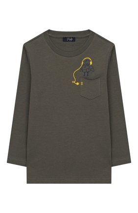 Детская хлопковый лонгслив IL GUFO хаки цвета по цене 4495 руб., арт. A19TA186M0094/2А-4А | Фото 1 Детская хлопковый лонгслив IL GUFO хаки цвета, арт. A19TA186M0094/2А-4А | Фото 1