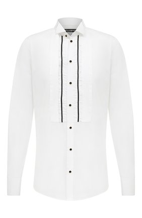 Мужская хлопковая сорочка DOLCE & GABBANA белого цвета по цене 92050 руб., арт. G5GH9T/GEL29 | Фото 1 Мужская хлопковая сорочка DOLCE & GABBANA белого цвета, арт. G5GH9T/GEL29 | Фото 1 (Статус проверки: Проверено, Проверена категория; Рукава: Длинные; Мужское Кросс-КТ: Сорочка-одежда; Длина (для топов): Стандартные; Материал внешний: Хлопок; Принт: Однотонные; Случай: Вечерний; Манжеты: На пуговицах; Воротник: Бабочка; Региональные ограничения белый список (Axapta Mercury): RU)
