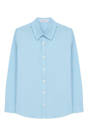 Детская хлопковая рубашка CALVIN KLEIN JEANS голубого цвета по цене 5200 руб., арт. IB0IB00197 | Фото 1 Детская хлопковая рубашка CALVIN KLEIN JEANS голубого цвета, арт. IB0IB00197 | Фото 1