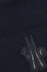 Мужская шерстяная шапка MONCLER темно-синего цвета, арт. E2-097-00261-00-09974 | Фото 3 (Материал: Текстиль, Шерсть; Кросс-КТ: Трикотаж)