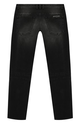 Детские джинсы с потертостями BALMAIN черного цвета по цене 36100 руб., арт. 6L6550/LB020/4-10 | Фото 2 Детские джинсы с потертостями BALMAIN черного цвета, арт. 6L6550/LB020/4-10 | Фото 2