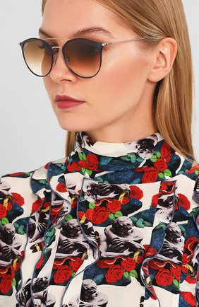Женские солнцезащитные очки RAY-BAN коричневого цвета, арт. 3546-917551 | Фото 2 (Тип очков: С/з; Статус проверки: Проверено, Проверена категория; Очки форма: Круглые; Оптика Гендер: оптика-унисекс)