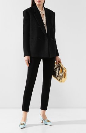 Женская кожаные туфли BOTTEGA VENETA голубого цвета по цене 59950 руб., арт. 592037/VA460 | Фото 2 Женская кожаные туфли BOTTEGA VENETA голубого цвета, арт. 592037/VA460 | Фото 2