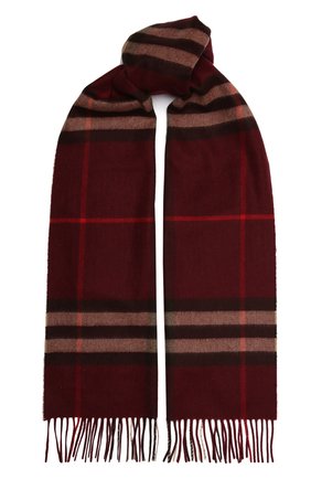 Женский кашемировый шарф BURBERRY бордового цвета, арт. 8021695 | Фото 1 (Материал: Шерсть, Кашемир, Текстиль; Статус проверки: Проверена категория)