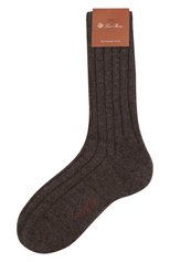 Женские кашемировые носки LORO PIANA коричневого цвета, арт. FAF8553 | Фото 1 (Материал внешний: Шерсть, Кашемир; Статус проверки: Проверено, Проверена категория)